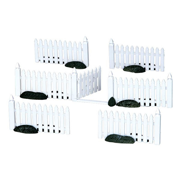 Lemax Kerstdorp accessoire | Lemax | Plastic Picket Fence | General Products (Set van 7, Handgeschilderd)  14388 K151001170 - 1