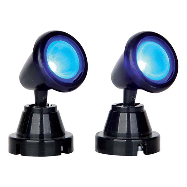 Lemax Kerstdorp accessoire | Lemax | Round Spot Light (Set van 2, Blauw, Batterijen, Led, Handgeschilderd) 54945 K151001157 - 1