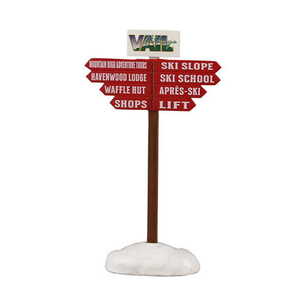 Lemax Kerstdorp accessoire | Lemax | Ski Slope Sign | Vail Village (Handgeschilderd) 64645 K151001570 - 1