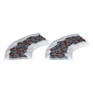 Lemax Kerstdorp accessoire | Lemax | Stone Road – Curved | Set van 2 (Handgeschilderd) 34663 K151001180 - 1