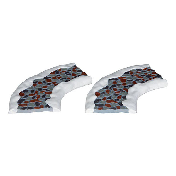 Lemax Kerstdorp accessoire | Lemax | Stone Road – Curved (Set van 2, Handgeschilderd) 34663 K151001180 - 1