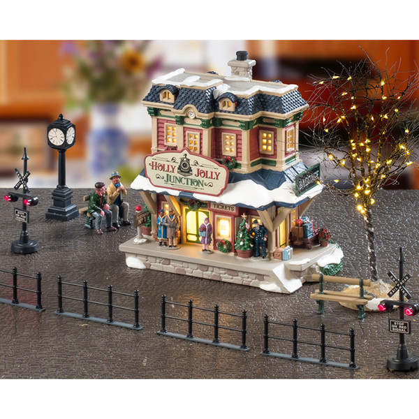 Lemax Kerstdorp set | Lemax | Holly Jolly Junction Set | Caddington Village (Set van 16, Led, Porselein, Handgeschilderd) 56672-EU K151001213 - 1