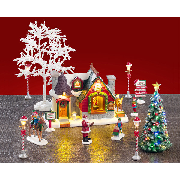 Lemax Kerstdorp set | Lemax | Santa’s Snack Shack Set | Santa’s Wonderland (Set van 15, Handgeschilderd) 56674-EU K151001215 - 1