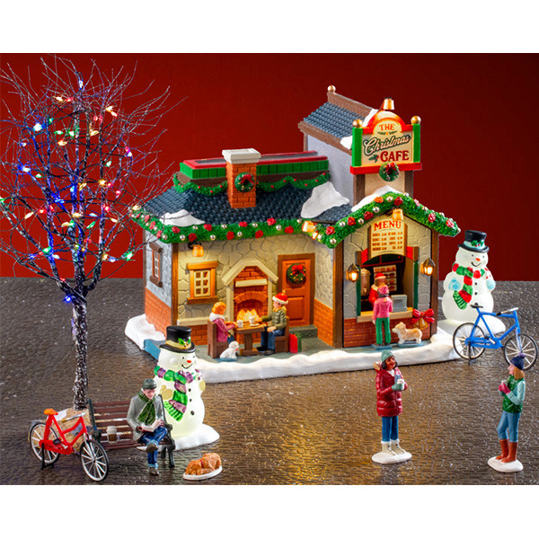 Lemax Kerstdorp set | Lemax | The Christmas Cafe Set | Caddington Village (Set van 12, Led, Handgeschilderd) 56675-EU K151001216 - 1