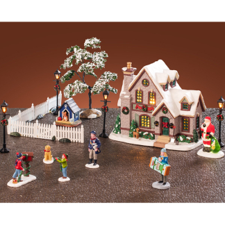 Lemax Kerstdorp set | Lemax | White Christmas Set | Caddington Village (Set van 23, Led, Porselein, Handgeschilderd) 56671-EU K151001212