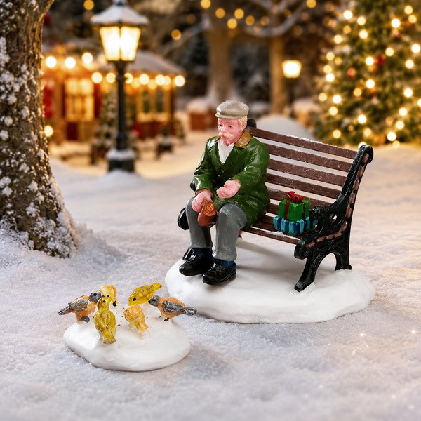 Lemax Kerstminiatuur | Lemax | Feeding Pigeons | Caddington Village | Set van 2 (Handgeschilderd) 42905 K151001506 - 2