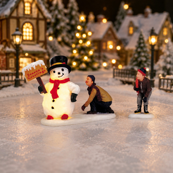 Lemax Kerstminiatuur | Lemax | Frosty's Friendly Greeting | General Products | Set van 2 (Led, Handgeschilderd) 04511 K151001586 - 2