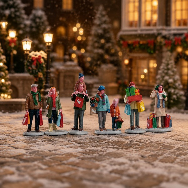 Lemax Kerstminiatuur | Lemax | Holiday Shoppers | Caddington Village | Set van 6 (Handgeschilderd) 92683 K151001509 - 2