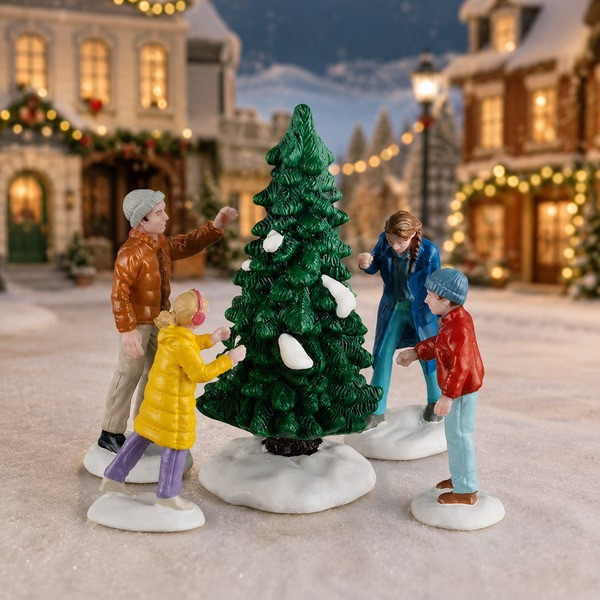 Lemax Kerstminiatuur | Lemax | Our Perfect Tree | Caddington Village | Set van 5 (Handgeschilderd) 62622 K151001508 - 2