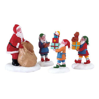 Lemax Kerstminiatuur | Lemax | Present Procession | Santa’s Wonderland (Set van 4 figuren) 72553 K151001144