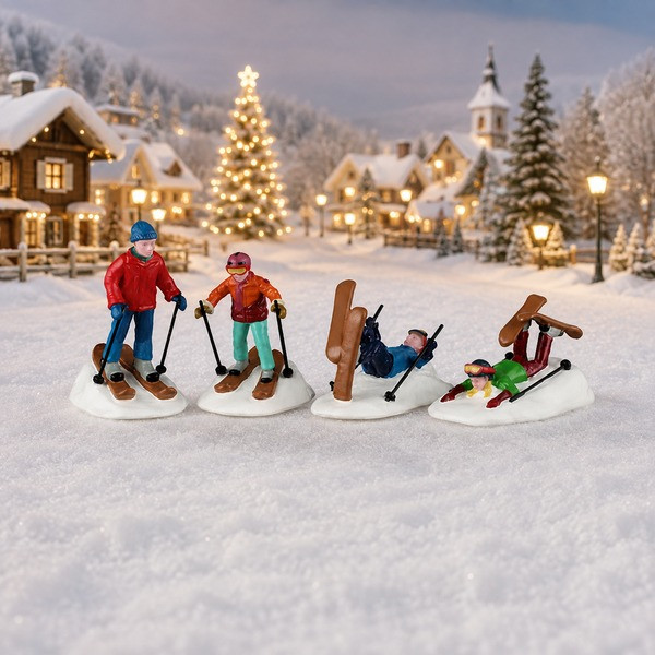 Lemax Kerstminiatuur | Lemax | Ski School Lessons | Vail Village | Set van 4 (Handgeschilderd) 62632 K151001568 - 2