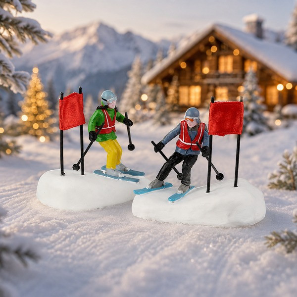 Lemax Kerstminiatuur | Lemax | Slalom Stars | Vail Village | Set van 2 (Handgeschilderd) 22130 K151001566 - 2