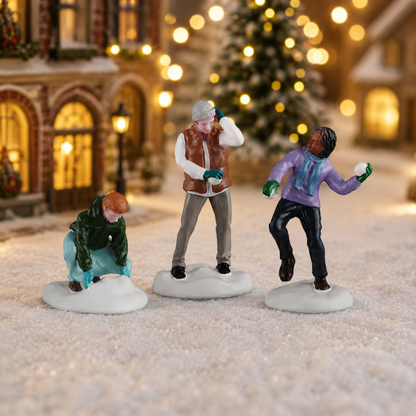 Lemax Kerstminiatuur | Lemax | Snowball Fight | General Products | Set van 3 (Handgeschilderd) 62619 K151001582 - 2