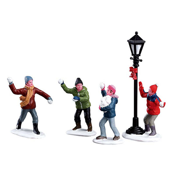 Lemax Kerstminiatuur | Lemax | Snowball Fight | General Products (Set van 4, Handgeschilderd) 32133 K151001142 - 1