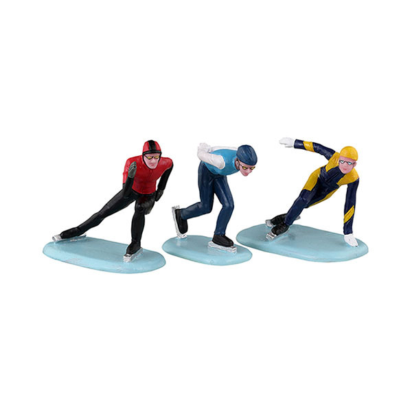 Lemax Kerstminiatuur | Lemax | Speed Skaters | Vail Village | Set van 3 (Handgeschilderd) 32217 K151001565 - 1