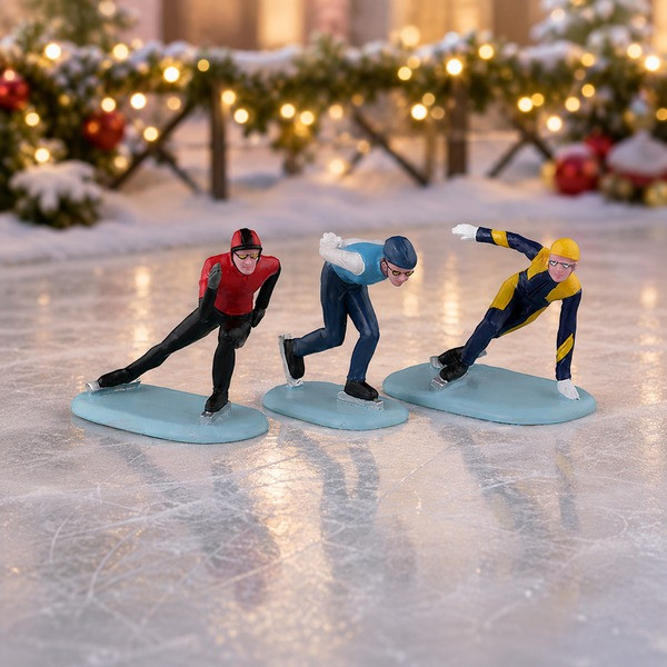 Lemax Kerstminiatuur | Lemax | Speed Skaters | Vail Village | Set van 3 (Handgeschilderd) 32217 K151001565 - 2