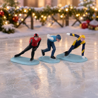 Lemax Kerstminiatuur | Lemax | Speed Skaters | Vail Village | Set van 3 (Handgeschilderd) 32217 K151001565 - 2