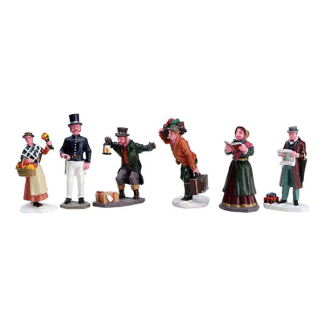 Lemax Kerstminiatuur | Lemax | Townsfolk Figurines | Caddington Village | Set van 6 (Handgeschilderd) 92355 K151001145