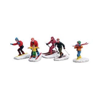 Lemax Kerstminiatuur | Lemax | Winter Fun Figurines | Vail Village | Set van 5 (Handgeschilderd) 92357 K151001569