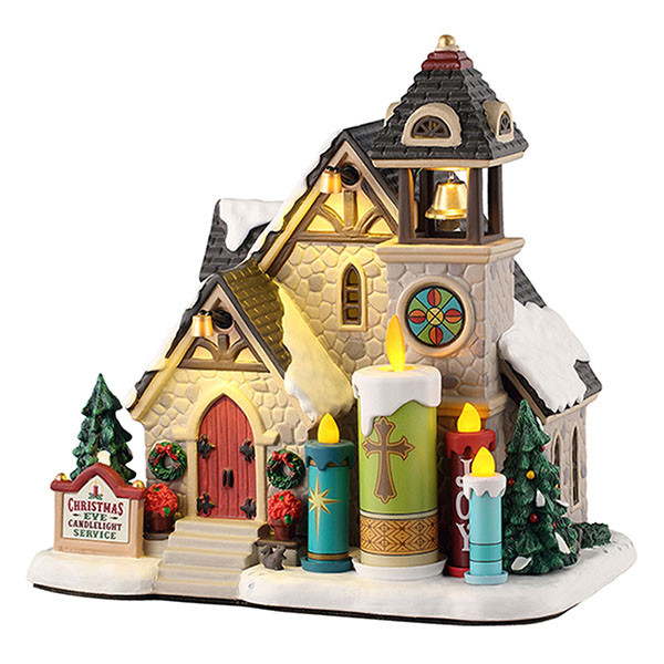 Lemax Kersttafereel | Lemax | Candlelight Church | Caddington Village (Bewegend, Led, Porselein, Handgeschilderd) 55310-EU K151001084 - 1
