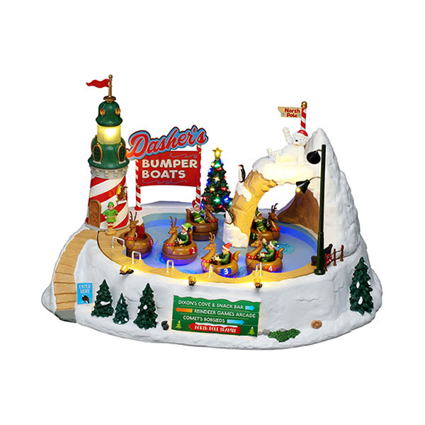 Lemax Kersttafereel | Lemax | Dasher's Bumper Boats | Santa's Wonderland (Watergevuld, Bewegend, Muziek, Led, Handgeschilderd) 64638-EU K151001518 - 1