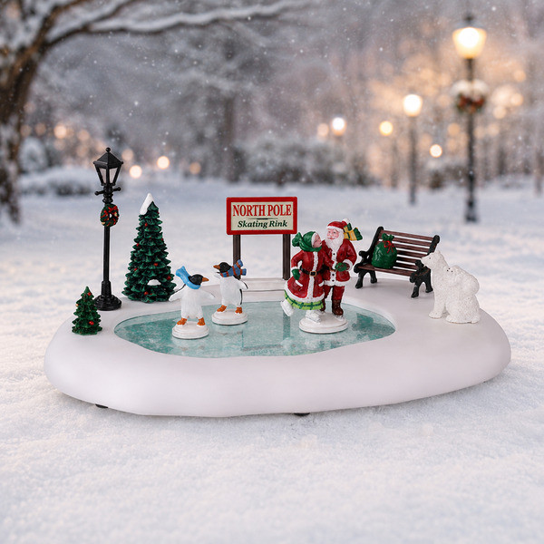 Lemax Kersttafereel | Lemax | North Pole Skating Rink | Santa’s Wonderland (Batterijgevoed, Bewegend, Handgeschilderd) 14837 K151001526 - 2