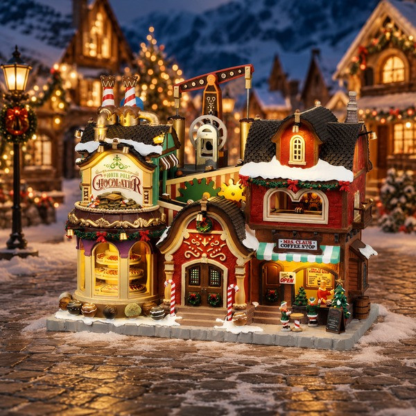 Lemax Kersttafereel | Lemax | The Holly Jolly Chocolatier & Mrs. Claus Coffee Shop | Santa's Wonderland (Bewegend, Muziek, Led, Handgeschilderd) 65521-EU K151001519 - 2