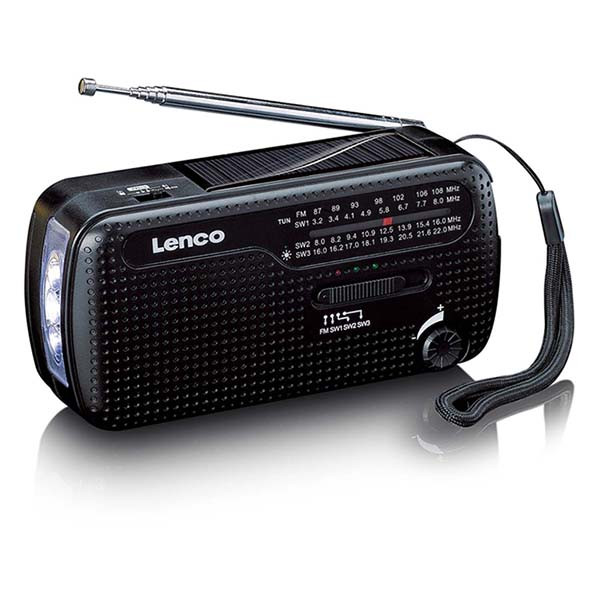 Lenco Noodradio | Lenco | FM | KG (Zaklamp, Opwindbaar, Zonnepaneel, USB-C) MCR-113BK K010308010 - 1