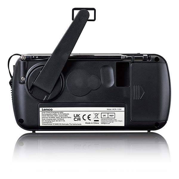 Lenco Noodradio | Lenco | FM | KG (Zaklamp, Opwindbaar, Zonnepaneel, USB-C) MCR-113BK K010308010 - 8