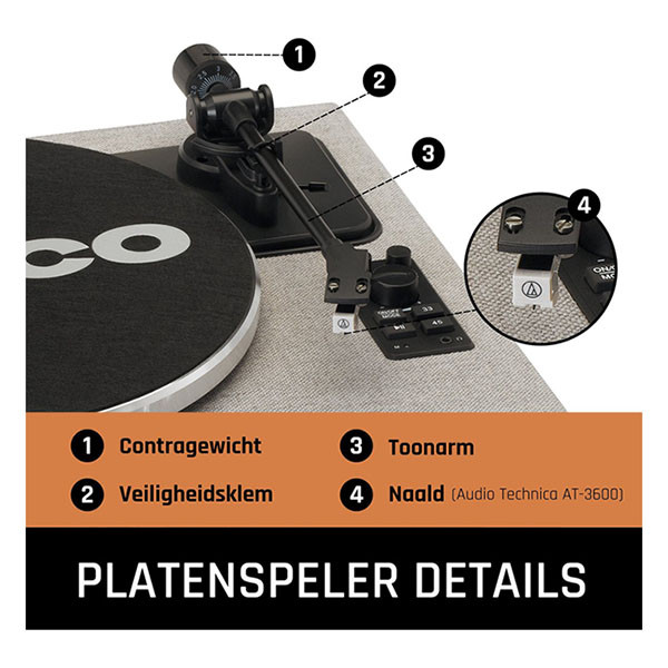 Lenco Platenspeler | Lenco | LS-440GY | 40W (Bluetooth, Ingebouwde speakers, 33/45 rpm, Riemaandrijving, Grijs) LS-440GY K105005268 - 4