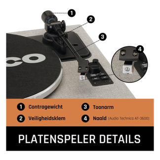 Lenco Platenspeler | Lenco | LS-440GY | 40W (Bluetooth, Ingebouwde speakers, 33/45 rpm, Riemaandrijving, Grijs) LS-440GY K105005268 - 4
