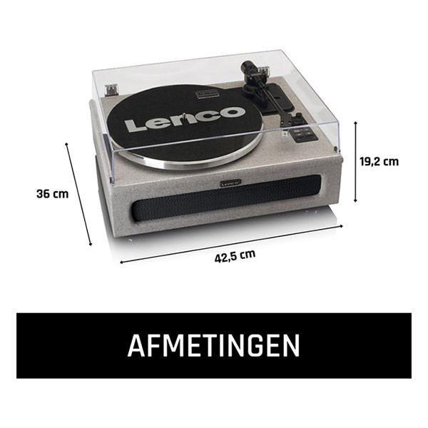 Lenco Platenspeler | Lenco | LS-440GY | 40W (Bluetooth, Ingebouwde speakers, 33/45 rpm, Riemaandrijving, Grijs) LS-440GY K105005268 - 3