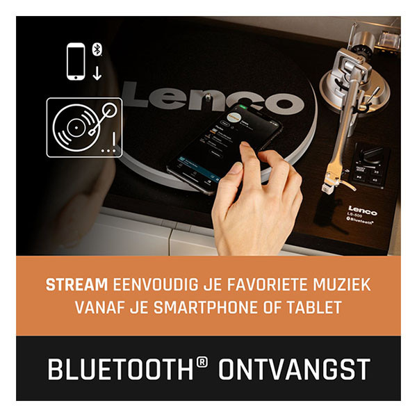Lenco Platenspeler | Lenco | LS-500 | 40W (Bluetooth, 2 externe speakers, 33/45 rpm, Riemaandrijving, Zwart) LS-500BK K105005292 - 7