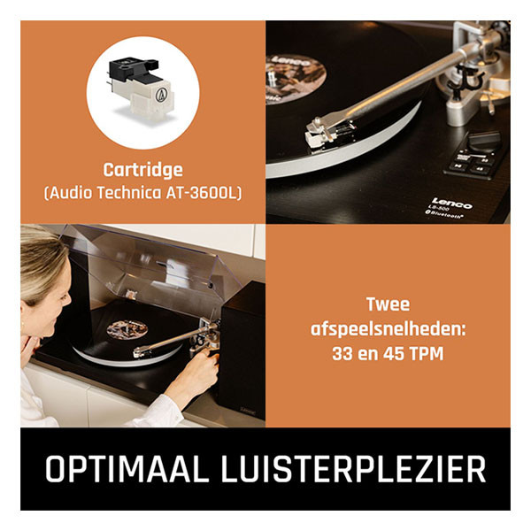 Lenco Platenspeler | Lenco | LS-500 | 40W (Bluetooth, 2 externe speakers, 33/45 rpm, Riemaandrijving, Zwart) LS-500BK K105005292 - 8