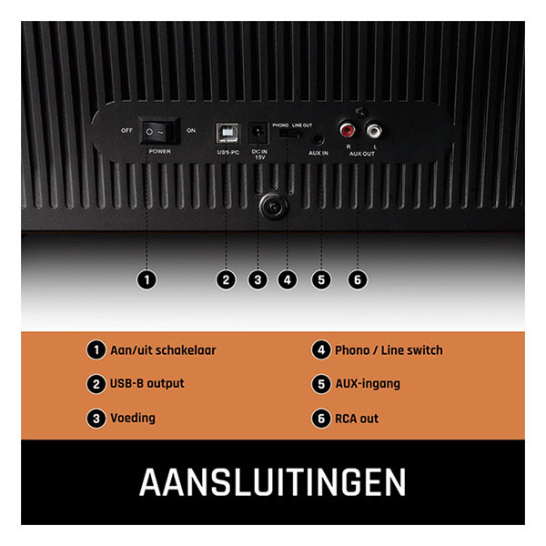 Lenco Platenspeler | Lenco | LS-570OK | 80W (Bluetooth, Ingebouwde speakers, 33/45 rpm, Riemaandrijving, Poten, Hout) LS-570OK K105005294 - 6