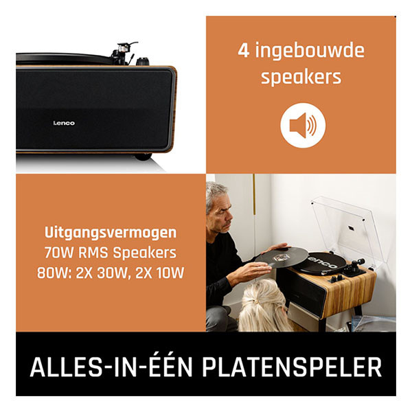 Lenco Platenspeler | Lenco | LS-570OK | 80W (Bluetooth, Ingebouwde speakers, 33/45 rpm, Riemaandrijving, Poten, Hout) LS-570OK K105005294 - 8