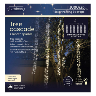 Lumineo Cascadeverlichting cluster | 6 Takken | Lumineo (1080 leds, Twinkelen, Binnen/Buiten, Warm wit) 490573 K151200157 - 3