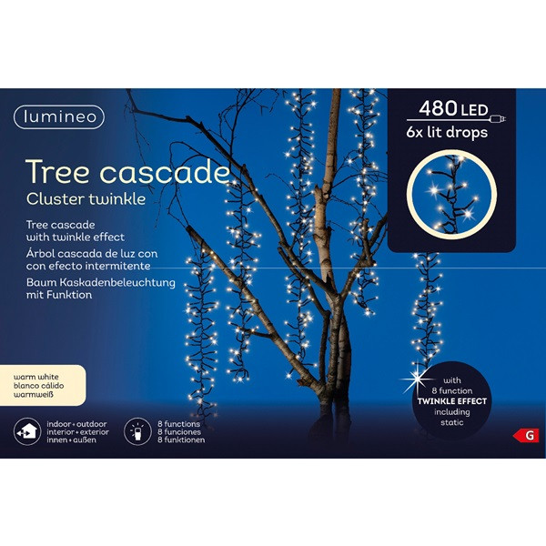 Lumineo Cascadeverlichting cluster | 6 takken | Lumineo (480 leds, 8 lichtfuncties, Binnen/Buiten, Warm wit) 493470 K150302934 - 6