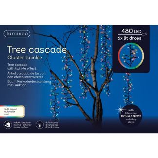 Lumineo Cascadeverlichting cluster | 6 takken | Lumineo (480 leds, Twinkelen, Binnen/Buiten, Multikleur) 493462 K150302932 - 4
