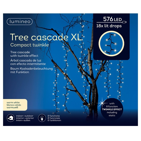 Lumineo Cascadeverlichting compact | 18 takken | Lumineo (576 leds, 8 lichtfuncties, Binnen/Buiten, Warm wit) 493564 K150302946 - 5