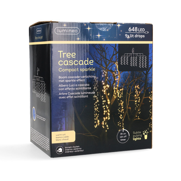 Lumineo Cascadeverlichting compact | 9 Takken | Lumineo (648 leds, Twinkelen, Binnen/Buiten, Warm Wit) 490571 K151200156 - 6