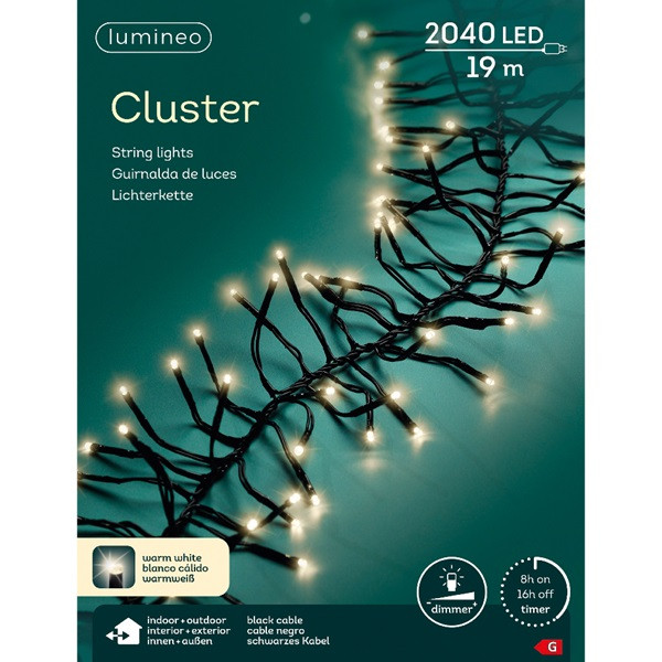 Lumineo Clusterverlichting | 24 meter | Lumineo (2040 leds, Timer, Dimmer, Binnen/Buiten, Warm wit) 494783 K151000518 - 5