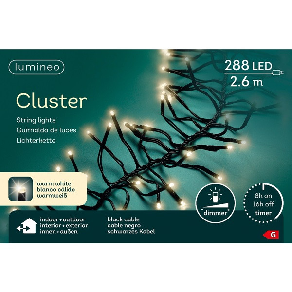 Lumineo Clusterverlichting | 7.4 meter | Lumineo (288 LEDs, Binnen/Buiten, Warm wit, Timer, Dimmer) 494681 K151000516 - 