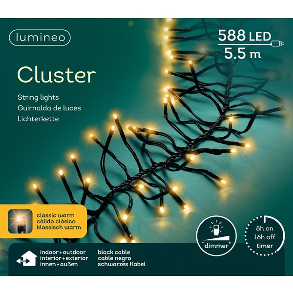 Lumineo Clusterverlichting | 9.5 meter | Lumineo (588 LEDs, Binnen/Buiten, Extra warm wit, Timer, Dimmer) 494689 K151000521 - 