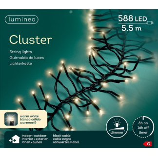 Lumineo Clusterverlichting | 9.5 meter | Lumineo (588 LEDs, Binnen/Buiten, Warm wit, Timer, Dimmer) 494691 K151000517 - 