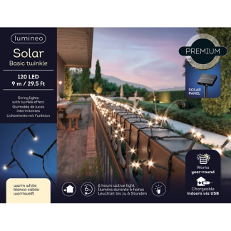 Lumineo Clusterverlichting op zonne-energie | Lumineo | 9 meter (120 leds, Schemersensor, Buiten, Warm wit) 496261 K150303986 - 7