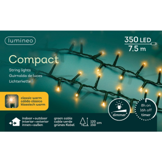 Lumineo Compact kerstverlichting | 12.5 meter | Lumineo (350 LEDs, Binnen/Buiten, Extra warm wit, Timer, Dimmer) 495370 K150302929 - 