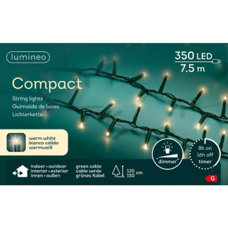 Lumineo Compact kerstverlichting | 12.5 meter | Lumineo (350 LEDs, Binnen/Buiten, Warm wit, Timer, Dimmer) 495334 K151000512 - 
