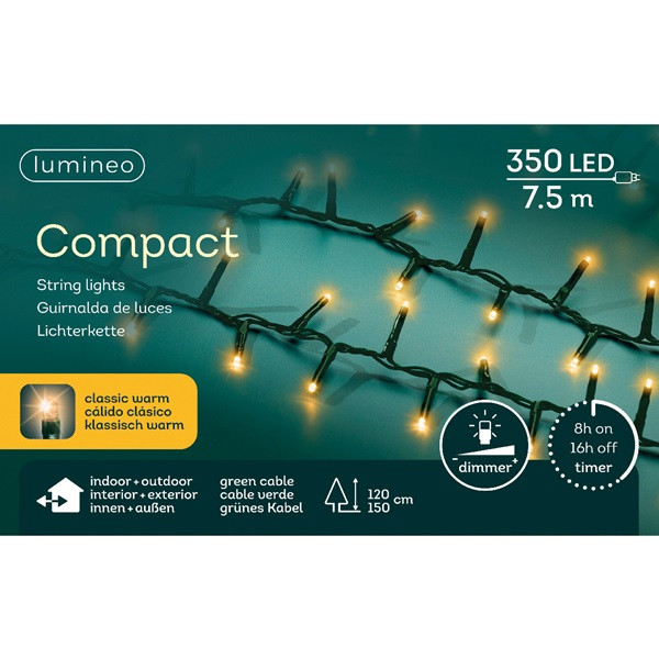 Lumineo Compact kerstverlichting | 12.5 meter | Lumineo (350 leds, Timer, Dimmer, Binnen/Buiten, Extra warm wit) 495370 K150302929 - 4
