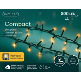 Lumineo Compact kerstverlichting | 16 meter | Lumineo (500 LEDs, Binnen/Buiten, Extra warm wit, Timer, Dimmer) 495371 K151000372 - 